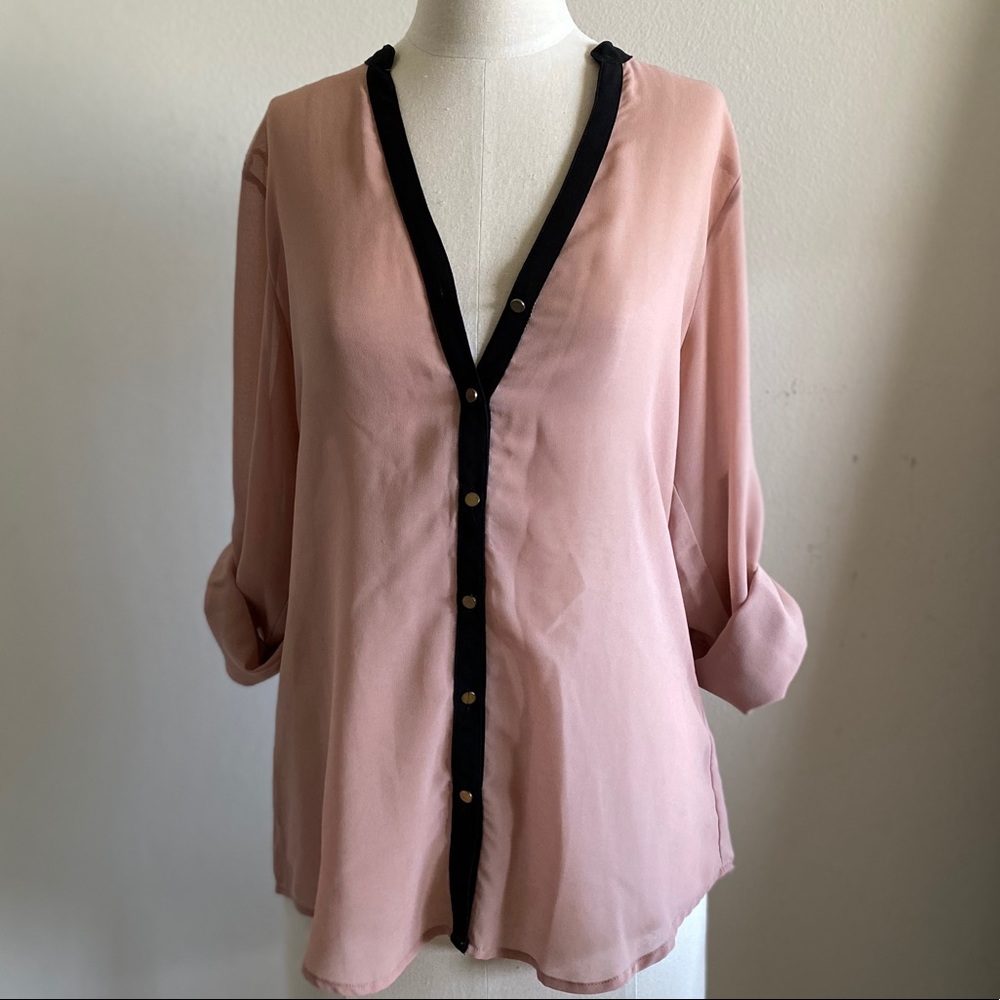 Foreign Exchange Roll Sleeve Blouse